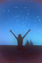 Girl watching the stars. Stars and everything else are my work.