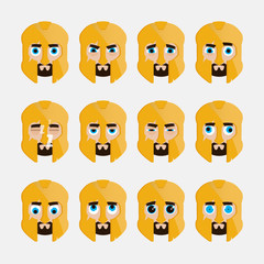 Set of cute gladiator emoticons.