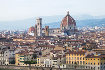 Fototapeta na wymiar above view old town and Duomo in Florence