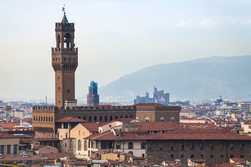 Fototapeta na wymiar above view of Palazzo Vecchio in Florence town