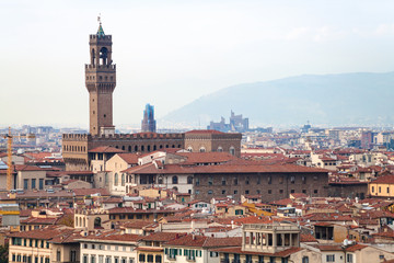 Fototapeta na wymiar above view of Palazzo Vecchio in Florence city
