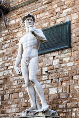 statue David on Piazza della Signoria in Florence