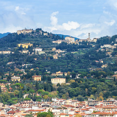 Fototapeta na wymiar Fiesole town above Florence city