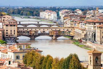 Fototapeta na wymiar above view of Ponte Vecchio in Florence city