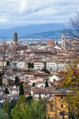 Fototapeta premium above view of Florence city in autumn day