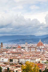 Fototapeta na wymiar cloudy sky over center of Florence city