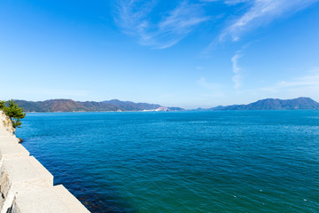 Obraz premium Blue sea and the blue sky.