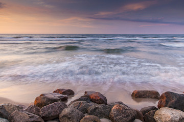 beautiful view of the Baltic Sea to the Polish town Rozewie