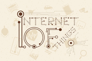 Internet of Things concept with digital and electronics font style.