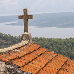 Cemetery of village Selca on the island of Hvar in Croatia