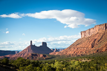 Castle Rock and Priest & Nuns Mesa at La Sal Mountain Loop near