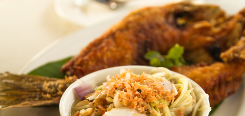 Fried trevally fish