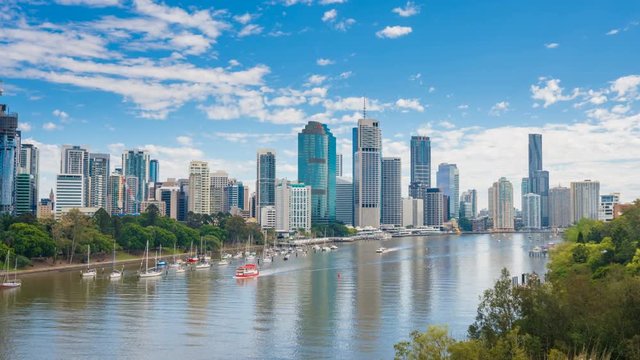 4k hyperlapse video of Brisbane CBD in daytime