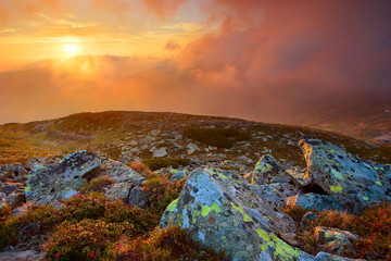 red clouds and stones