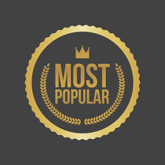 Vector Most Popular Gold Sign, Round Label