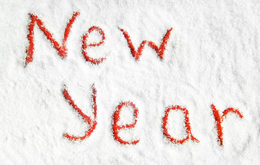 Christmas words on snow