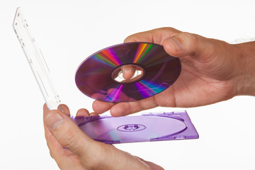 CD-ROM in the box in hand
