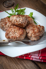 Meatball with parsley.