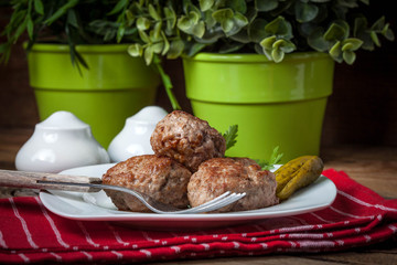 Meatball with parsley.