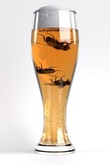 3d render of fly in beer