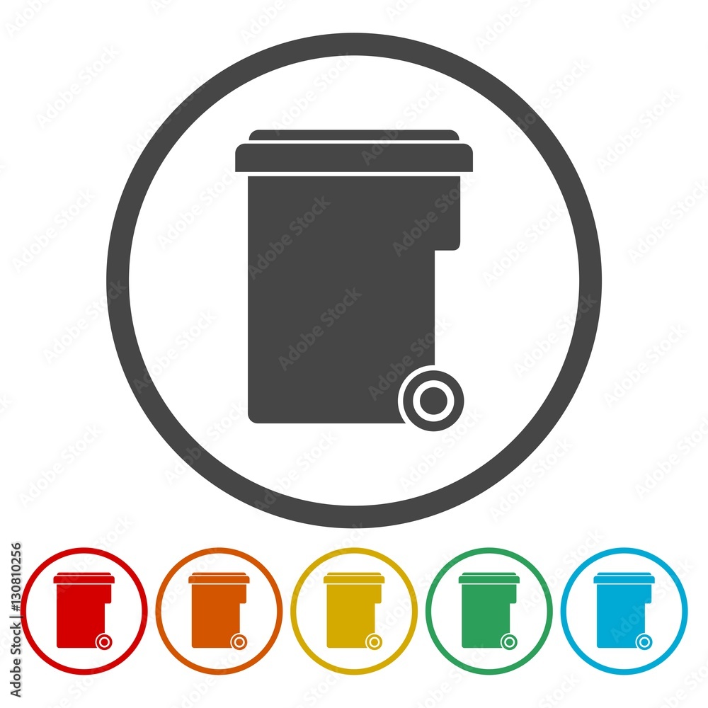 Poster garbage container icons set