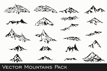 Mountain silhouettes for badges and logotype design. Icon set ad