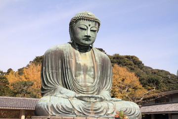 鎌倉大仏と紅葉