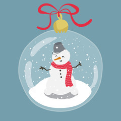 Bright illustration of hand drawn snow globe.