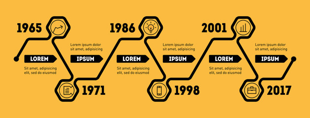 Obraz premium Horizontal Infographic timeline. Vector web template for present