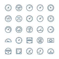 Meter vector icons in thin line style. - 130811826