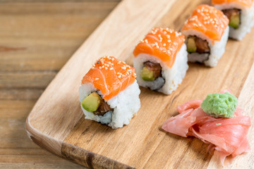 fresh sushi traditional japanese food on the table