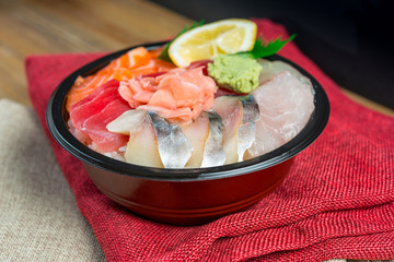 japanese food Mix Sashimi Chirashi Rice Bowl