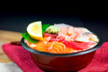 japanese food Mix Sashimi Chirashi Rice Bowl