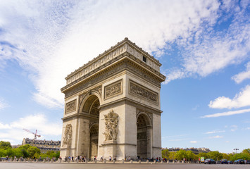 PARIS, FRANCE - August 28, 2016 : Arc de triomphe in Paris, one