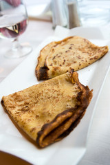 Homemade french crepe on the table