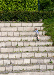 Child climbing staircase