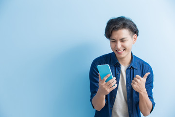 man student use phone