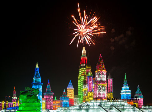 Christmas ice city in Harbin, China