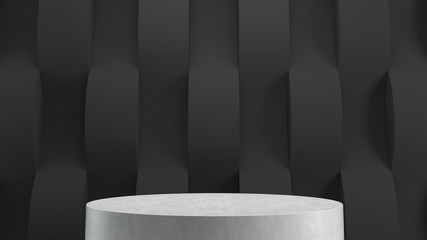 Empty podium on wave pattern background. 3D rendering.
