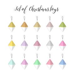 Set of Christmas toys in a Scandinavian style. Different colors.