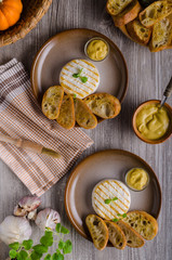 Grilled camembert with dijon mustard