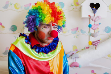 Upset lonely clown.