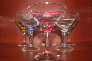 glasses on brown background