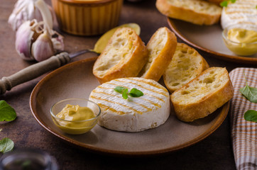 Grilled camembert with dijon mustard