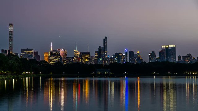  Timelapse of the Central Park and modern buildings looking from Rockefeller Center, NYC, USA
