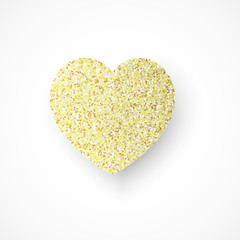 Vector background with gold glitter heart.
