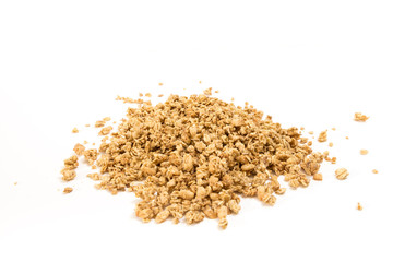 Granola heap, isolated on white background.