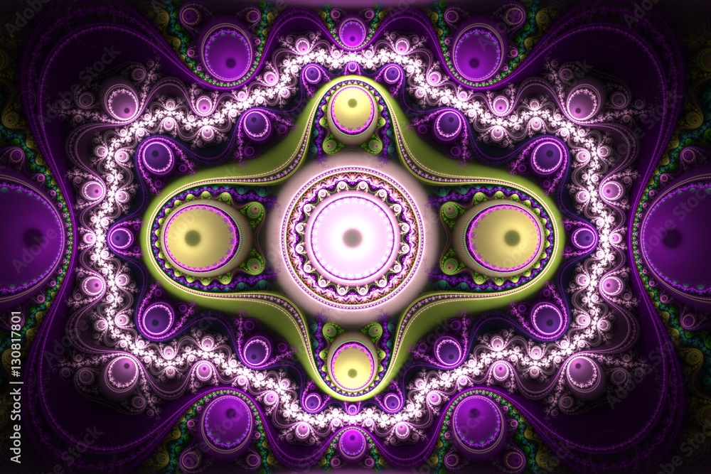 Poster abstract bright multicolored fractal computer generated image
