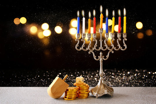 jewish holiday Hanukkah with menorah
