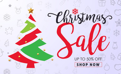 Merry christmas sale background with icon set pattern. Vector illustration.Wallpaper.flyers, invitation, posters, brochure, banners, calendar